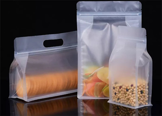 Plastic Transparent Flat Bottom Stand Up Zipper Pouch With Hanger